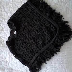Poncho Black with fringe toddlers girls